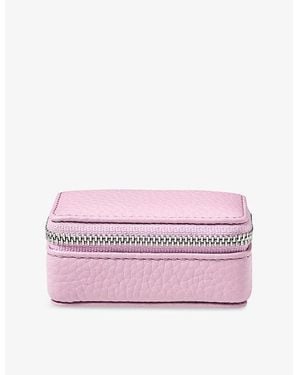 Aspinal of London Travel Medium Logo-Print Grained-Leather Jewellery Case - Pink