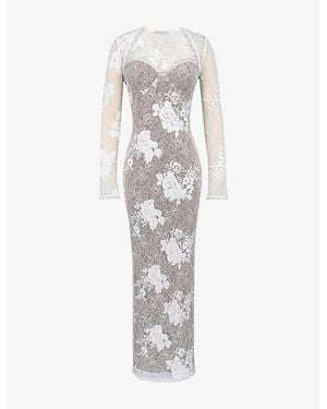 gold floor length bridesmaid dresses Ladivine CD860W - Floral Applique Embellished Strapless Bridal Dress 10 / Off White main image 0