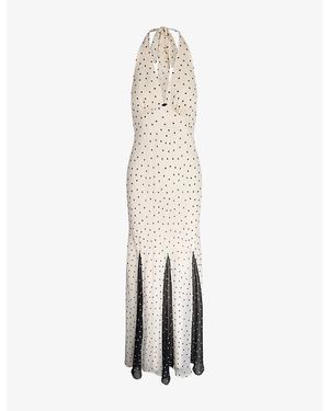 OMNES Vivi Polka-Dot Chiffon Maxi Dress - White