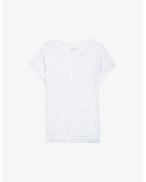 Zadig & Voltaire Regular-Fit Button-Neck Cotton T-Shirt - White