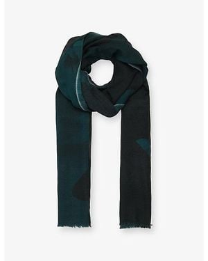 eem Maxi Organic Print Wool-Silk Scarf - Black