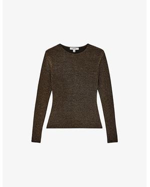 Reiss Saraphina Metallic Stretch-Knit Top - Green
