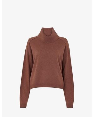 Whistles Cowl-Neck Relaxed-Fit Wool Sweater - Brown