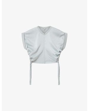 AllSaints Mira Cropped Stretch-Satin Top - White