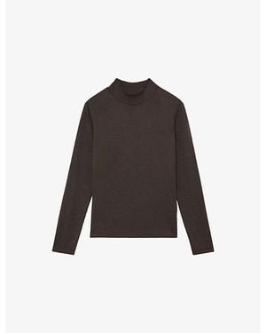 Reiss Molly Funnel-Neck Jersey Top - Brown