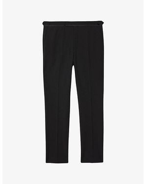 Reiss Poker Slim-Fit Satin-Trim Stretch-Wool Blend Tuxedo Trousers - Black