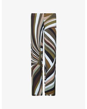PUCCI Printed Wide-Leg Satin-Jersey Trousers - Black
