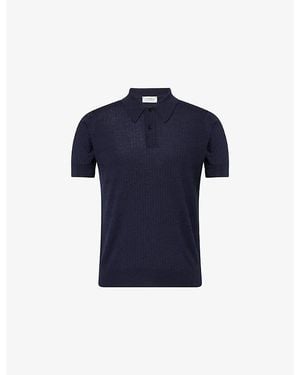 John Smedley Croall Ribbed Merino-Wool Polo Shirt - Blue