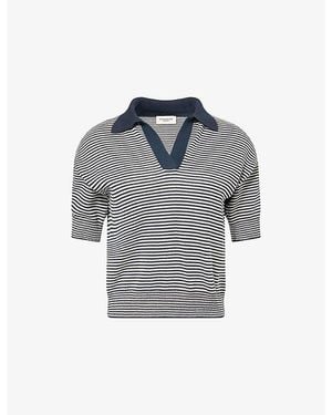 Weekend by Maxmara Striped Short-Sleeve Cotton-Knit Jumper - Blue