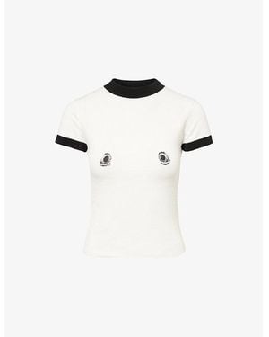 Ph5 Rubus Frog Round-Neck Knitted T-Shirt - White