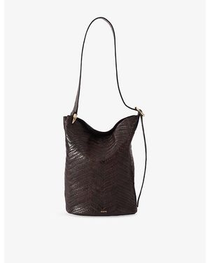 JOSEPH Fold Textured Leather Shoulder Bag - Black