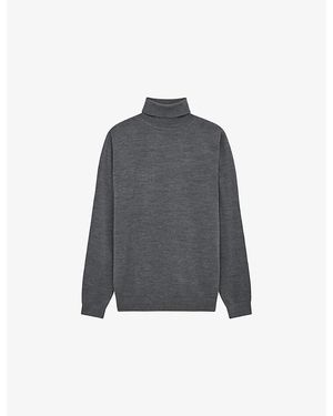 Reiss Caine Merino Wool Slim Fit Turtleneck Jumper - Grey