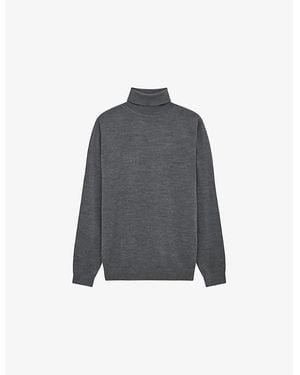 Reiss Caine Merino Wool Slim Fit Turtleneck Jumper - Grey