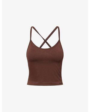 ADANOLA Classic Seamless Cross-Back Tank Top - Brown