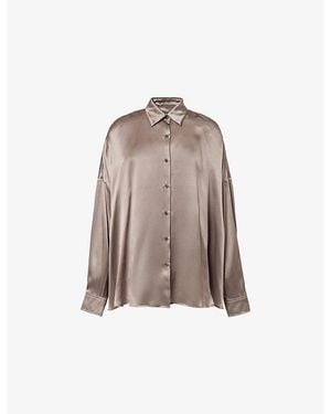 Dries Van Noten Oversized Casia Silk Shirt - Brown