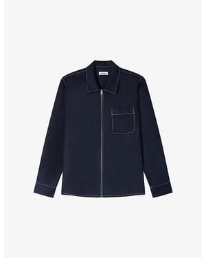 Sandro Relaxed-Fit Zip-Up Lyocell-Blend Shirt - Blue