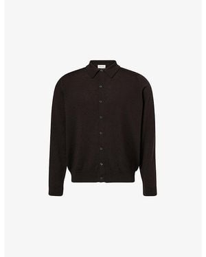 John Smedley Tibor Long-Sleeve Merino-Wool Polo Shirt - Black
