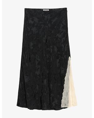 Zadig & Voltaire Jayla Jacquard Lace-Trim Woven Midi Skirt - Black