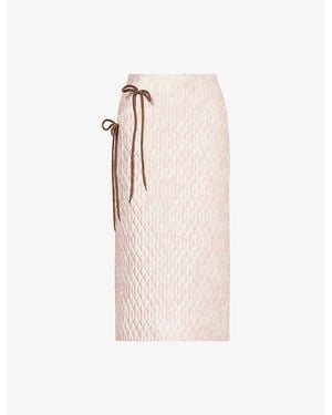 Simone Rocha Floral-Print Quilted Satin Pencil Skirt - Natural