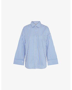 OMNES Kendra Stripe Relaxed-Fit Cotton Shirt - Blue
