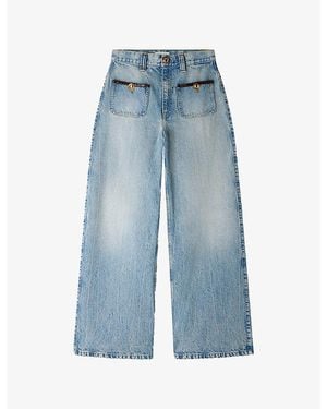 Sandro Straight-Leg Faded-Wash Denim Jeans - Blue