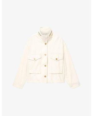 AllSaints Clay Funnel-Neck Denim Jacket - White