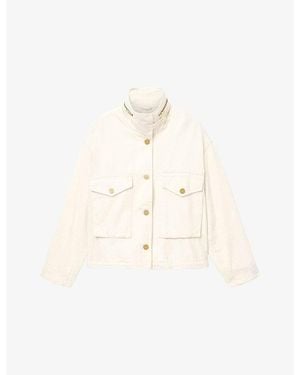 AllSaints Clay Funnel-Neck Denim Jacket - White