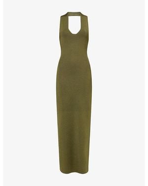 KHAITE Mahi Halter-Neck Stretch-Woven Midi Dress - Green