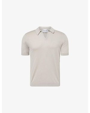 John Smedley Noah Sea Island Open-Collar Cotton Polo Top - White