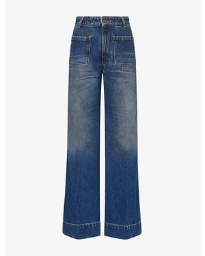 Victoria Beckham Alina Wide-Leg Cotton Denim Jeans - Blue