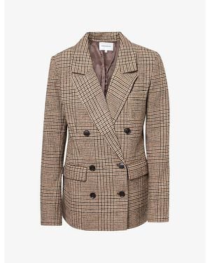 GOOD AMERICAN Oversized Check Woven Blazer - Brown