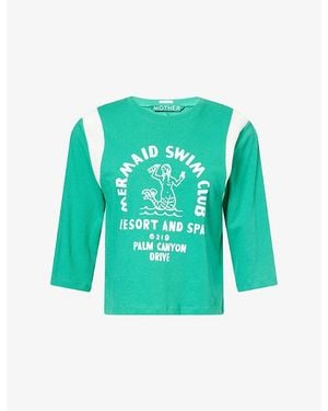 Mother The Better Half Insert Embossed Cotton T-Shirt - Green