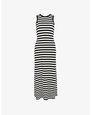 Ro&zo Striped Sleeveless Knitted Maxi Dress - White