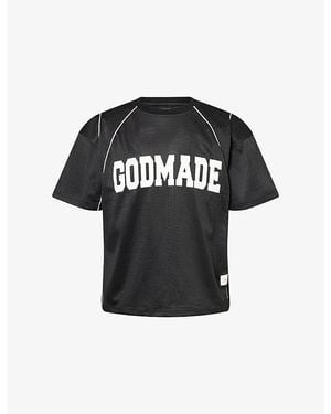 GODMADE Logo-Print Perforated Jersey T-Shirt - Black