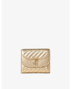 Jimmy Choo Curve Marinda Quilted Metallic Leather Wallet - Natural