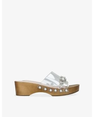 Simone Rocha Crystal-Embellished Wooden Clogs - Natural