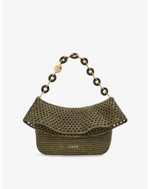 Loewe X Paula's Ibiza Ola Medium Raffia Shoulder Bag - Green