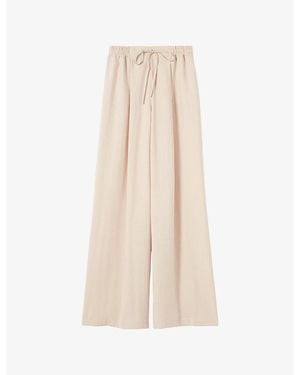 Claudie Pierlot Wide-Leg Elasticated-Waist Woven Trousers - Natural