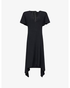 Stella McCartney Relaxed-Fit V-Neck Woven Midi Dress - Black