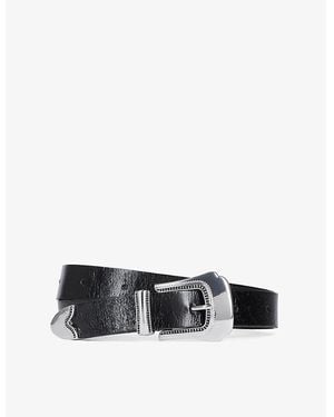 The Kooples Buckle-Embellished Leather Belt - Black