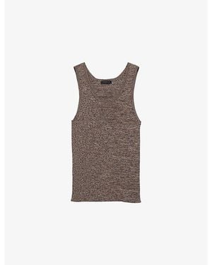 Prada Scoop-Neck Knitted Cotton Tank Top - Brown