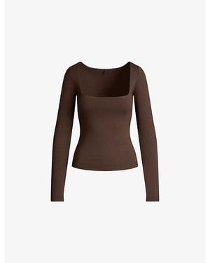 Skims Smooth Layers Square-Neck Modal-Jersey Top - Brown