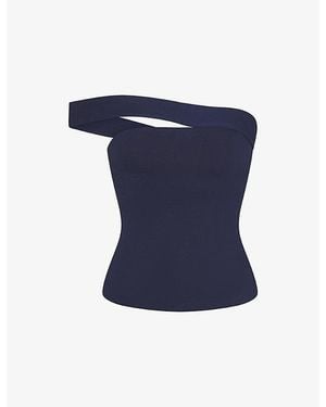 Skims Asymmetric Off-The-Shoulder Stretch-Cotton Jersey Top - Blue