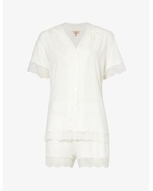 Eberjey Malou Lace-Trimmed Stretch-Modal Pyjama Set - White