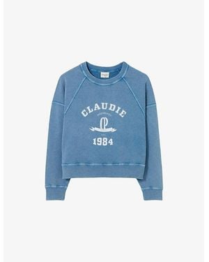 Claudie Pierlot Washed Logo-Print Cotton Sweatshirt - Blue