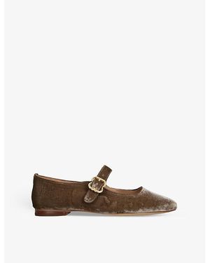 Sam Edelman Michaela Square-Toe Velvet Ballet Flats - Brown