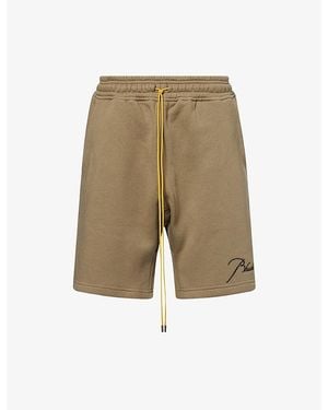 Rhude Logo-Embroidered Drawstring-Waist Cotton Shorts - Natural