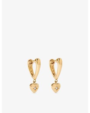 Astley Clarke Biography Heart 18Ct- Plated Sterling- And Sapphire Hoop Drop Earrings - Metallic