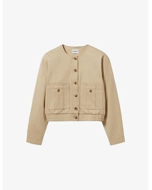 Claudie Pierlot Patch-Pocket Cropped Cotton Jacket - Natural
