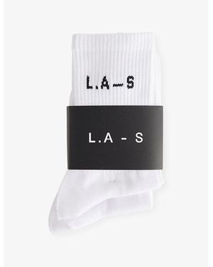 L.A-Space Pack Of Two Crew-Length Logo Cotton-Blend Socks - Black